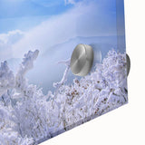 Large abstract wall art depicting a serene Korean landscape in muted pastel shades on acrylic glass.