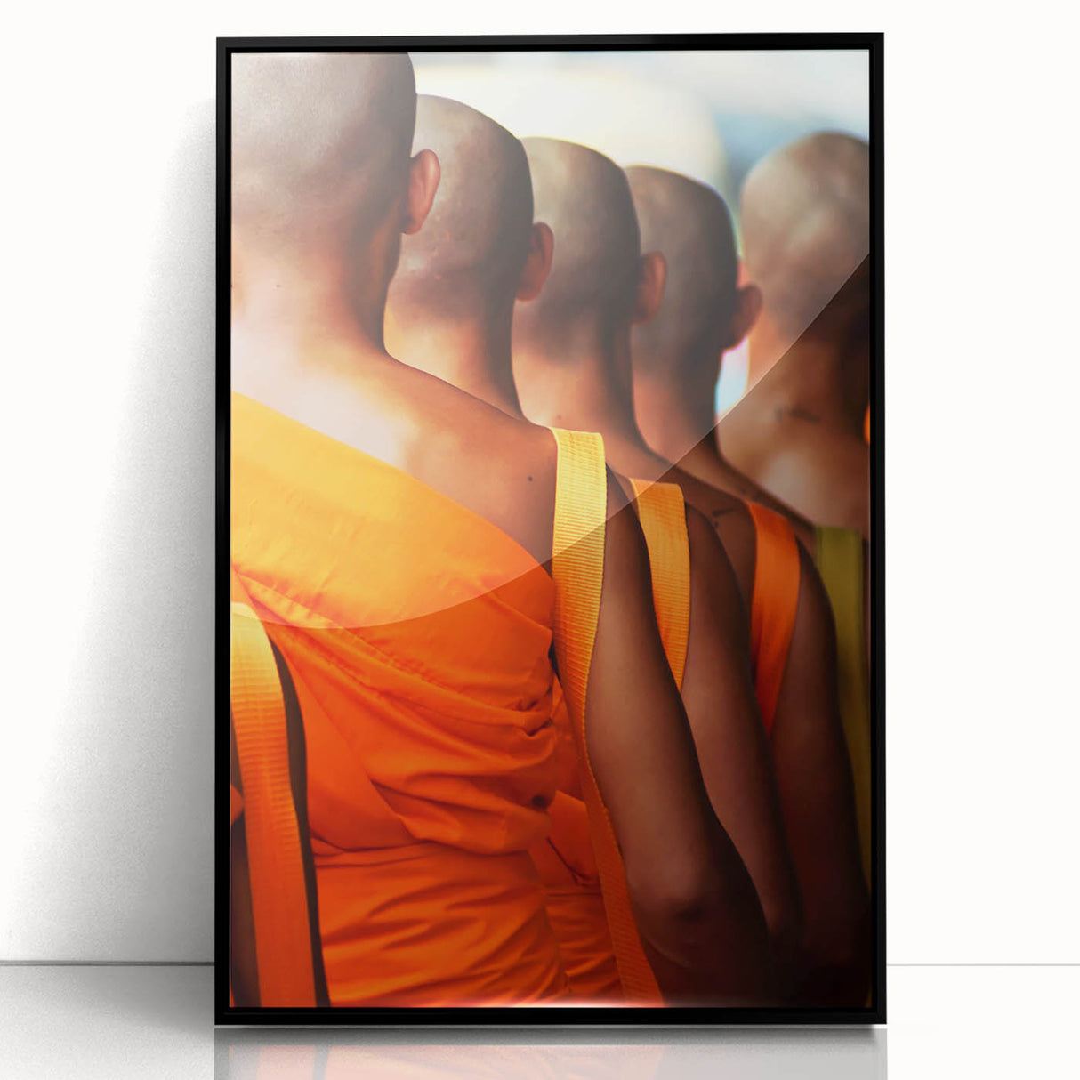 Large abstract wall art featuring a Laos scenery in muted earth tones on a framed acrylic.