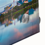 Large abstract wall art print of a Malaysian landscape in muted earth tones on acrylic glass, ideal for dining room decor.