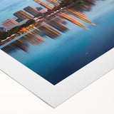 Art deco poster of a Malaysian landscape in muted green and blue tones on rolled canvas, suitable for dining room decor.