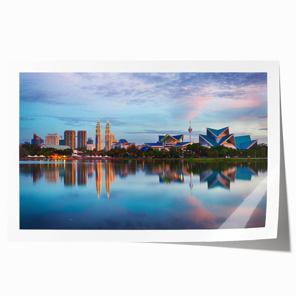 Extra large rolled print of a Malaysian landscape with vibrant green and blue tones, ideal for art wall dining room.