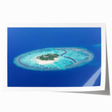 Extra large rolled print depicting a serene Maldivian landscape, ideal for art wall dining room or bathroom.