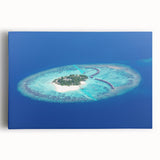 Black and white photograph of the Maldives on stretched canvas, suitable as large kitchen wall art.