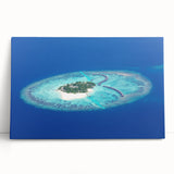 Black and white photograph of the Maldives on stretched canvas, suitable as large kitchen or bedroom wall art.