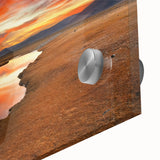 Large abstract wall art depicting Mongolian scenery in muted earth tones on acrylic glass, suitable for dining room ambiance.