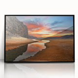 Large abstract wall art depicting a Mongolian landscape in muted earth tones on a framed acrylic.