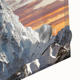 Large abstract depiction of Mount Everest in muted earth tones on acrylic glass, suitable for dining room art.