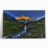Black and white photograph of a Nepalese landscape on stretched canvas, ideal for kitchen wall art.