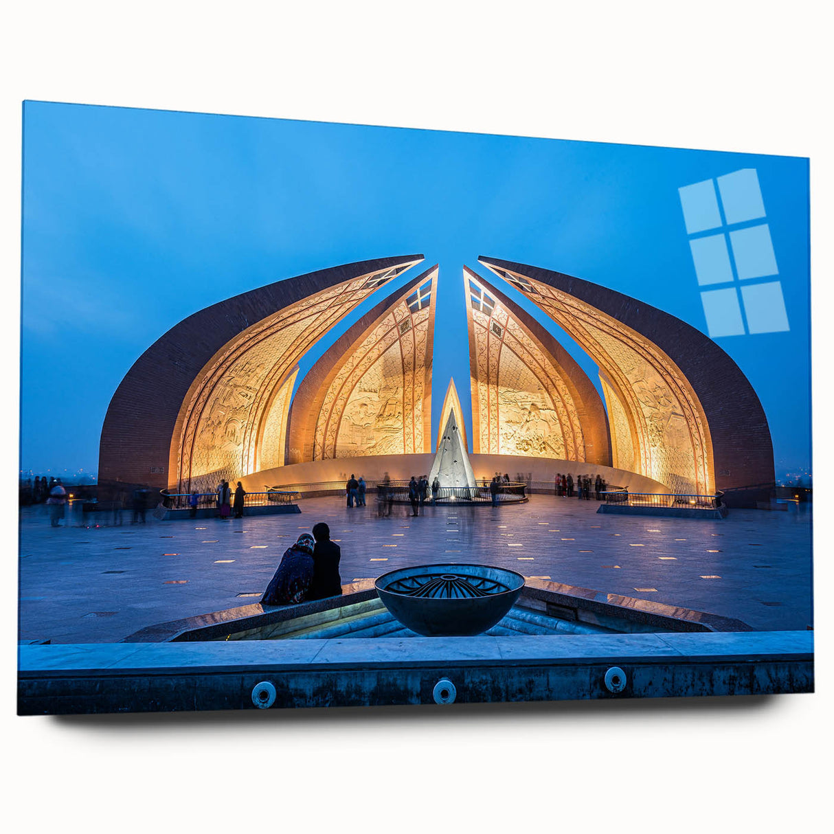 Large abstract wall art featuring a serene Pakistani landscape in muted earth tones, printed on acrylic glass.