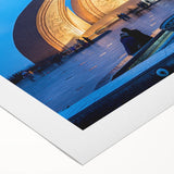 Art deco poster of a Pakistani landscape in muted earth tones on rolled canvas, suitable for dining room walls.