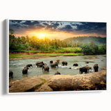 Framed canvas vintage poster art of a colorful Sri Lankan landscape, ideal for living room decor.