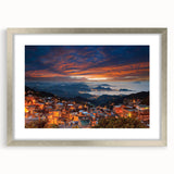 Textured abstract art print depicting a serene Taiwanese landscape in muted earth tones, framed in silver.