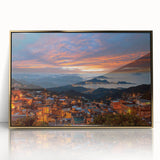 Framed acrylic print of a serene Taiwanese landscape in muted earth tones, ideal for modern art wall decor.