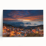 Large black and white stretched canvas featuring a serene Taiwanese landscape, ideal for kitchen wall art.