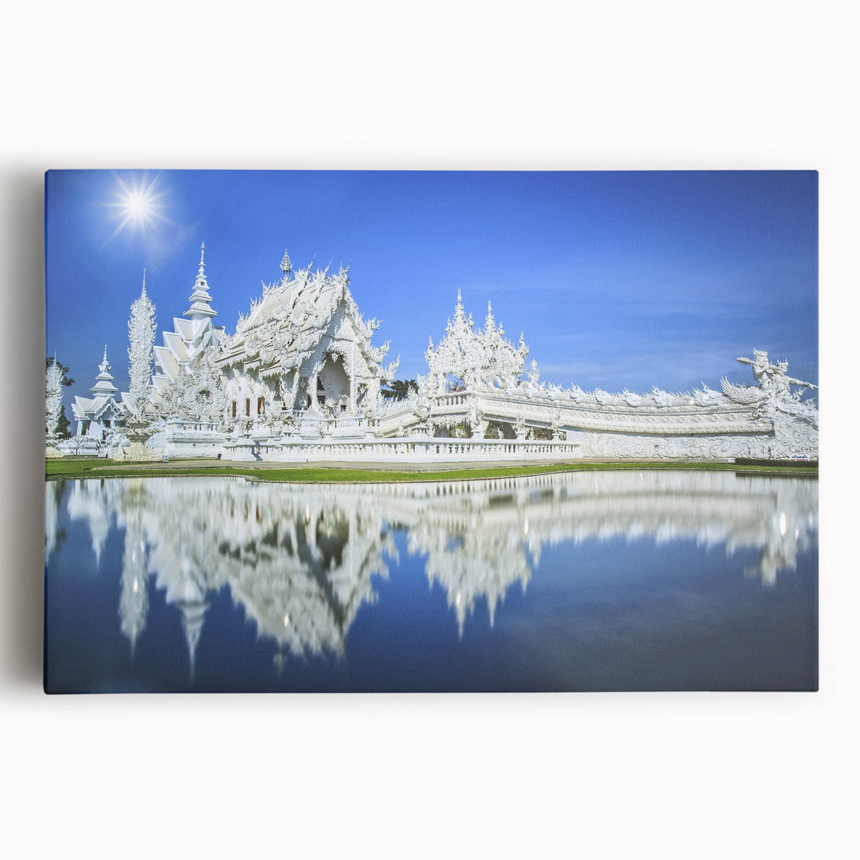 Black and white photograph of Bangkok skyline on large stretched canvas, suitable for kitchen art.