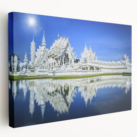 Large canvas print of Bangkok skyline in muted colors, ideal for kitchen wall art.