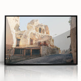 Large abstract wall art depicting a Turkish landscape in muted earth tones on a framed acrylic.