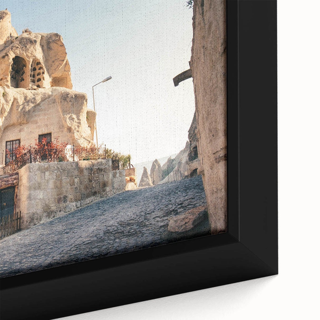 Black wall art featuring a textured, colorful abstract design on a framed canvas, ideal for living room decor.
