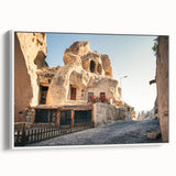 Vintage poster art of a Turkish landscape on a framed canvas, featuring colorful art in extra large size.