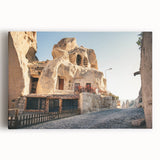 Black and white large art print of a Turkish landscape on stretched canvas, suitable for kitchen wall art.