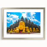 Textured art depicting an abstract Vietnamese landscape in earth tones on a framed canvas, suitable for bedroom decor.