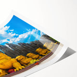 Extra large wall art featuring line art flowers in muted tones, rolled print, ideal for large living room decor.