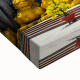 Black and white landscape art painting of a Vietnamese rice terrace on stretched canvas, suitable for bedroom wall decor.