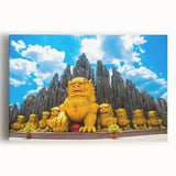 Black and white stretched canvas featuring a large panoramic view of a Vietnamese landscape, ideal for kitchen wall art.