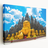 Side view of a stretched canvas depicting a Vietnamese landscape in muted earth tones, ideal for kitchen wall art.