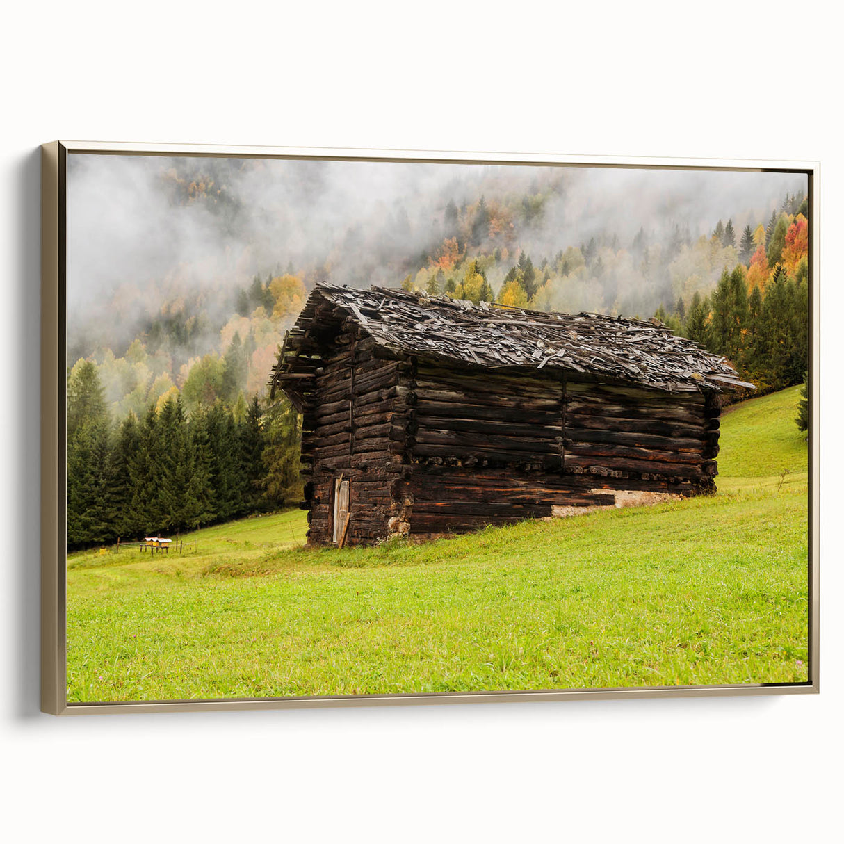 Framed canvas landscape art painting depicting the Adelaide scenery in muted gold and black tones.