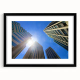 Colorful abstract art print of a textured Perth scenery on a large canvas with a black frame, ideal for living room decor.