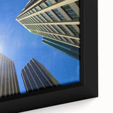Extra large framed canvas of a textured black wall art depicting colorful Perth scenery, ideal for living room decor.
