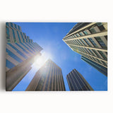 Black and white panoramic view of Perth skyline on large stretched canvas, suitable for kitchen wall art.