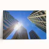 Monochrome Perth skyline on stretched canvas, ideal for kitchen wall art or bedroom ambiance.