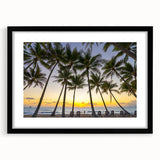 Abstract art print of vibrant, textured landscape in Queensland, on a large black framed canvas, ideal for living room decor.