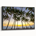 Black and white framed canvas of a Queensland landscape in vintage poster style, ideal for bedroom decor.