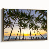 Landscape art painting of Queensland, Australia on framed canvas, featuring colorful art with a vintage poster style.