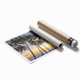 Extra large rolled print of Queensland scenery with subtle floral elements in soft green and blue.