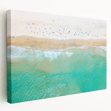 Sydney skyline depicted in muted blue and gray tones on a large stretched canvas, ideal for kitchen wall art.