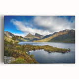 Black and white photo of Tasmania scenery on large stretched canvas, suited for kitchen or bedroom.