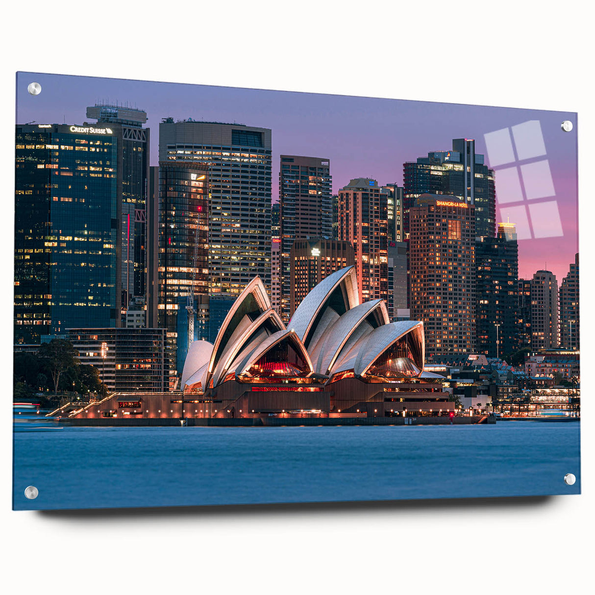 Acrylic print of a large abstract depiction of an Australian landscape in muted earth tones.