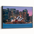 Black and white framed canvas featuring a vintage-style Australian landscape, ideal for bedroom wall art.