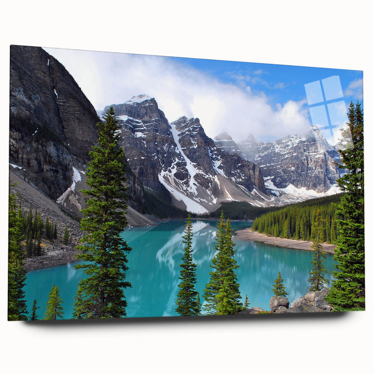 Large abstract depiction of Alberta, Canada on acrylic glass, with muted earth tones, ideal for bedroom or dining room art.