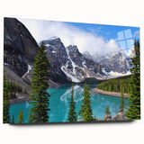 Large abstract depiction of Alberta, Canada on acrylic glass, with muted earth tones, ideal for bedroom or dining room art.