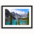 Extra large abstract art print of vibrant, colorful Alberta scenery on a textured canvas, framed in black.