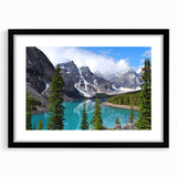 Extra large abstract art print of vibrant, colorful Alberta scenery on a textured canvas, framed in black.