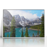 Acrylic print of a serene Alberta, Canada landscape, featuring soft pastel colors and white frame.