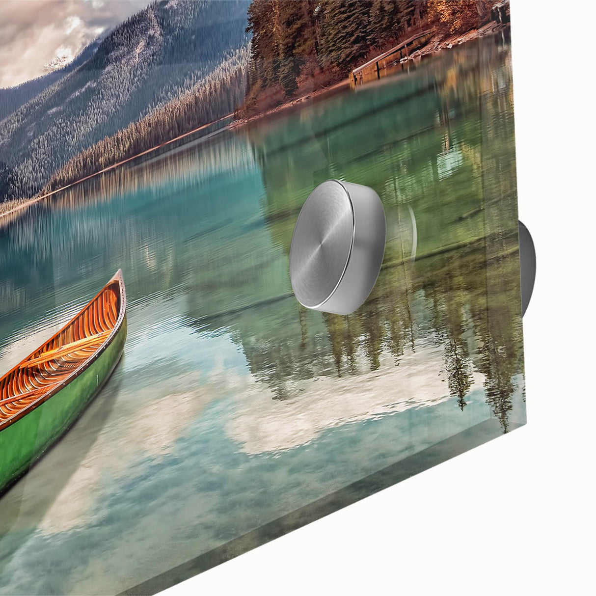 Large abstract wall art of British Columbia scenery in muted earth tones on acrylic glass, suitable for dining room ambiance.