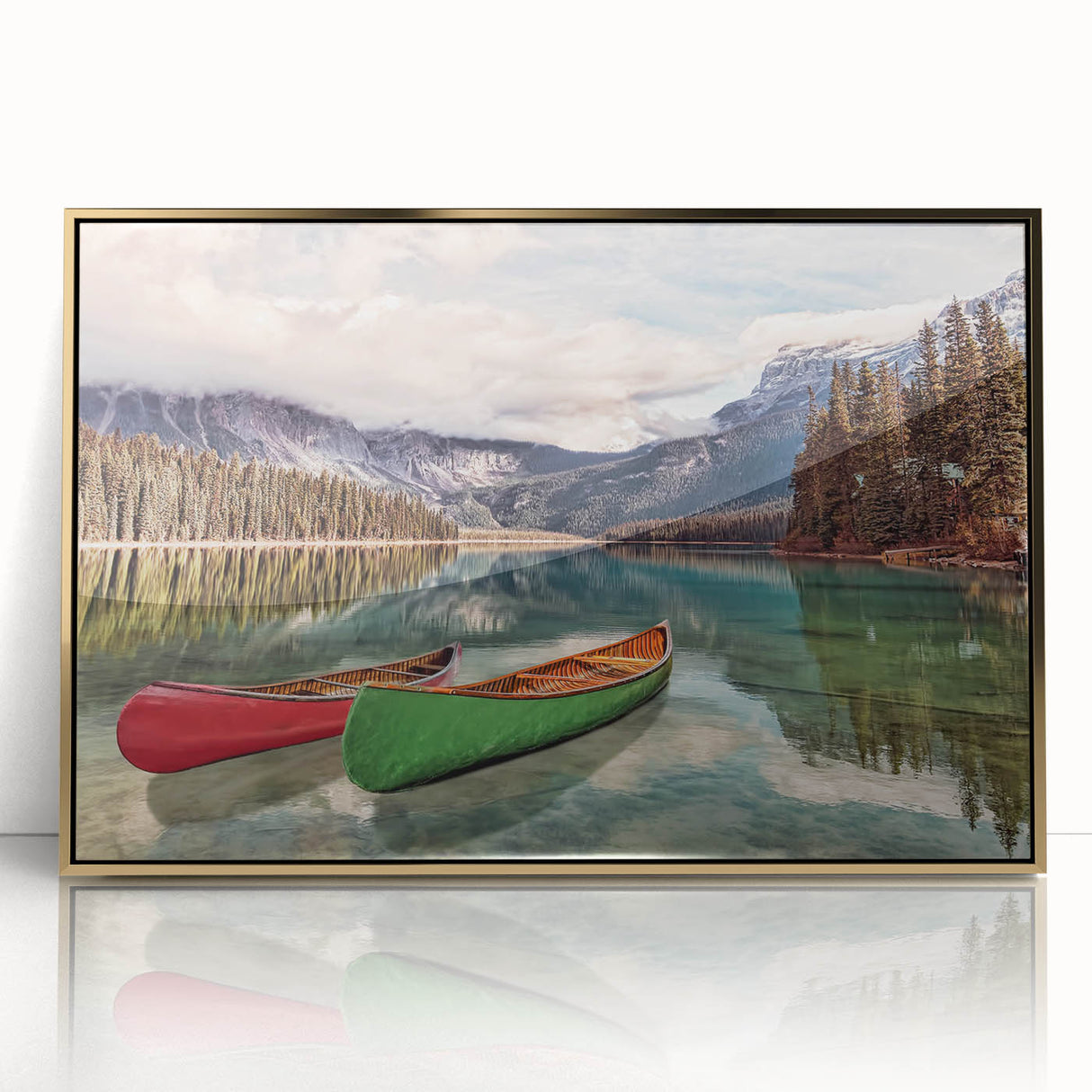 Framed acrylic print of a British Columbia landscape, featuring subdued earth tones, ideal for modern nursery wall art.