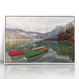 Framed acrylic print of British Columbia scenery with lush greens and blues, ideal for modern nursery wall art.